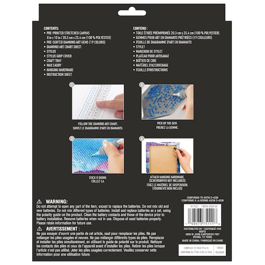 8" x 10" Blue Butterflies LED Stretched Canvas Diamond Art Kit by Make Market®